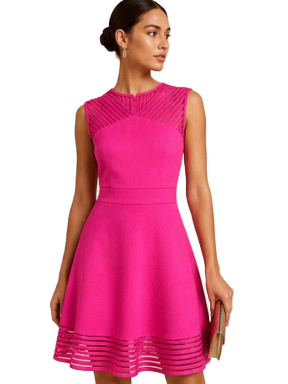 Ted Baker London NEW Aderyn Pink Fit & Flare dress 8 Wedding brunch home  coming